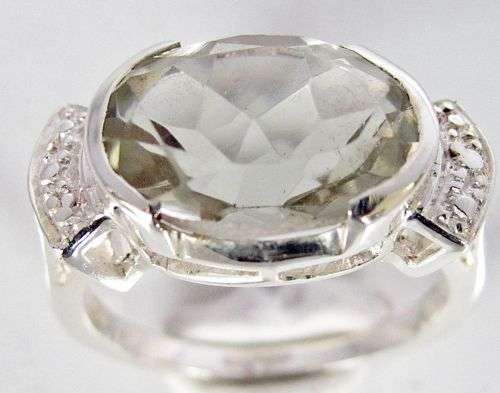 Beautiful Large Green Amethyst! .928 STERLING SILVER RING
