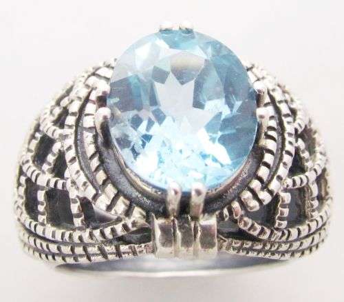 **FREE SHIPPING!!**Huge and decadent!! Blue Quartz in Sterling Silver ring, Size 9.