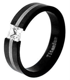 !!FREE SHIPPING!!TITANIUM TENSION RING WITH 5mm CZ & ACCENT in a size 6