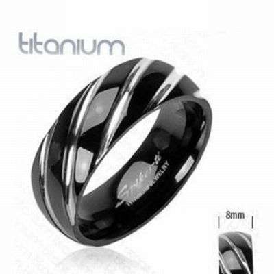 **Solid Titanium Wedding Ring Black Twist Size 9