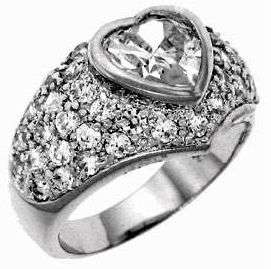 **LASTS LIFETIMES!**SUPERB STERLING SILVER RING WITH STUNNING HEART SHAPE CUBIC ZIRCONIA IN A SIZE 8