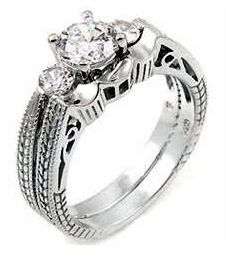 **LASTS LIFETIMES!**SUPERB STERLING SILVER WEDDING RING SET WITH STUNNING CUBIC ZIRCONIA IN A SIZE 9