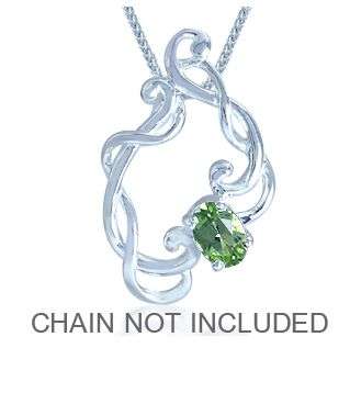 Vintage Style Natural Peridot 925 Sterling Silver Vine Pendant
