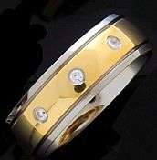 ***FREE SHIPPING*** Style Three 2-Tone Gold Solid Titanium Ring Band Size 9