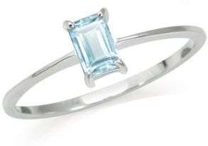 Natural Blue Topaz 925 Sterling Silver Solitaire Ring SZ6