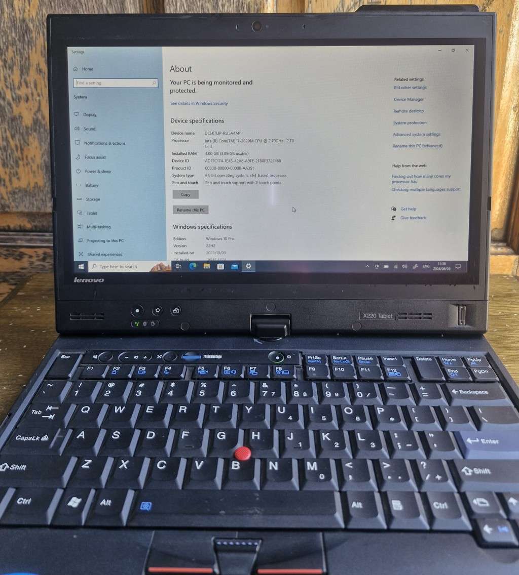 Lenovo Thinkpad X220 Tablet MultiTouch Screen Intel Core i7-2620, 4GB RAM, 128GB SSD