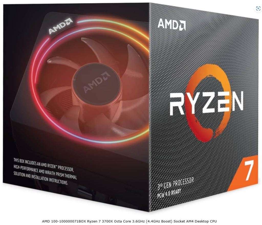 AMD 100-100000071BO AM4 Ryzen 7 3700X 8Core 16 Thread Wraith Prism LED Premium Cooler