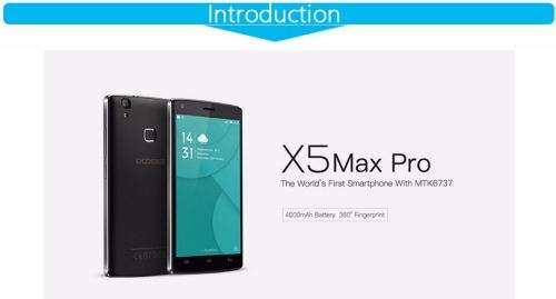 DOOGEE X5 Max pro Fingerprint mobile phones 5.0Inch HD Android6.0 Dual SIM MTK6737 Quad Core 4000mAH