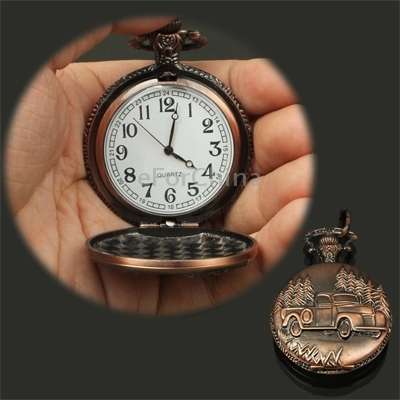 Classical Car Style Quartz Movement Pocket Watch with Hook