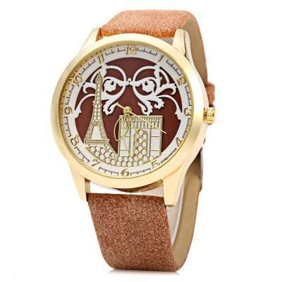 S555 Leaf-shaped Pointer Female Quartz Watch  -  COFFEE