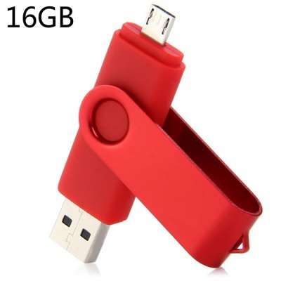 2 in 1 16GB OTG USB 2.0 Flash Drive  -  RED