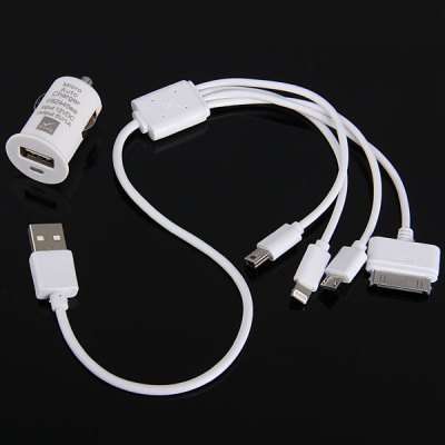 5V / 1A Car Charger with 4 in 1 USB Charging Cable