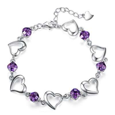 Delicate Hollow Out Heart Shape Rhinestone Bracelet