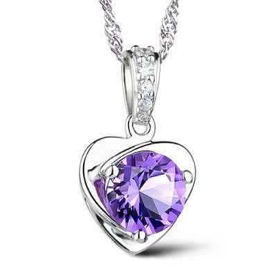 Exquisite Faux Amethyst Rhinestone Heart Shape Pendant