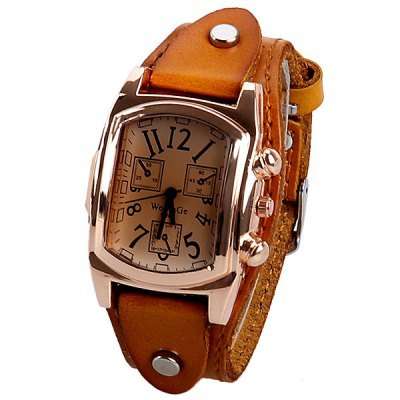 WoMaGe Brand Watch with Leather Band  -  BROWN