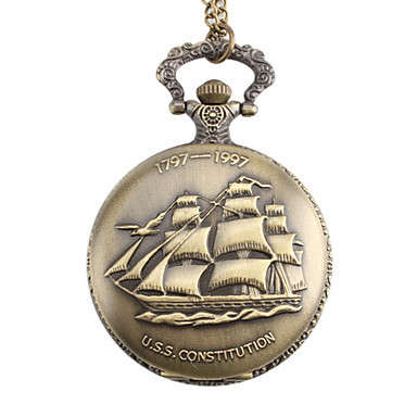 Sailing Boat Style U.S.S. Constitution Alloy Analog Quartz Pocket Watch