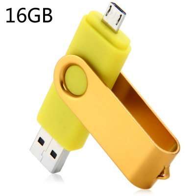 2 in 1 16GB OTG USB 2.0 Flash Drive  -  YELLOW