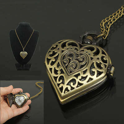 Classical Heart Shape Copper Chain Pocket Watch
