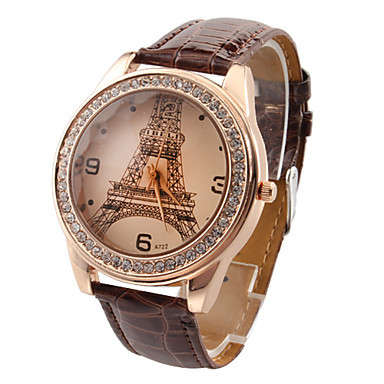Womens Eiffel Tower PU Band Fashion Watch - BROWN