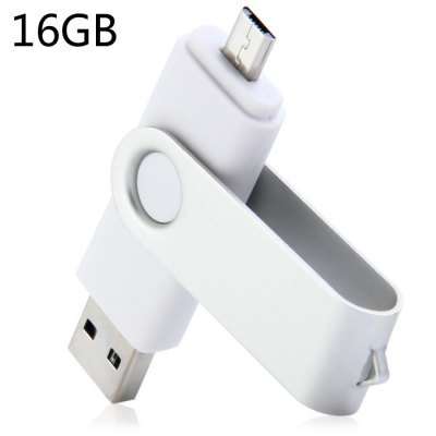 2 in 1 16GB OTG USB 2.0 Flash Drive  -  WHITE