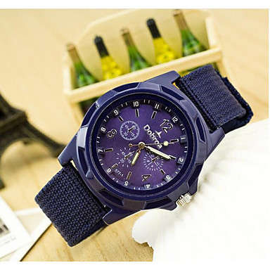 Mens Military Style Fabric Band Quartz Watch - BLUE