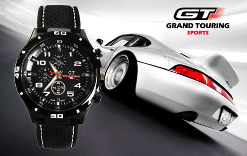 GT Grand Touring Sports Analog Quartz Watch - BLACK