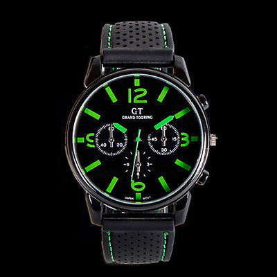 Military Style Mens Quartz Watch - GT Grand Touring Sports Design - GREEN