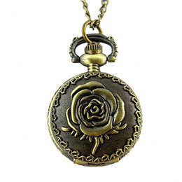 Fashion Iron Pocket Watch Rose Design, with Brass Watch Head