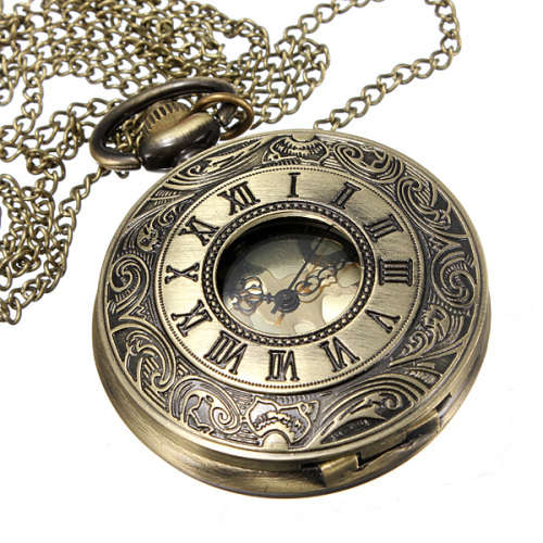 Fashion Iron Pocket Watch Roman Number Design, with Brass Watch Head