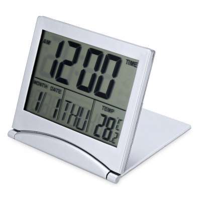 ***WOW*** LCD Folding Travel Alarm Clock  -  SILVER