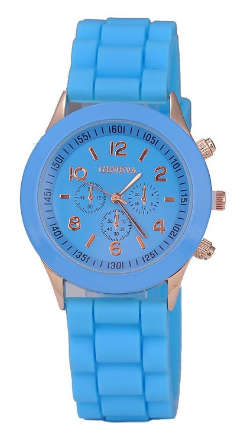 Ladies Quartz Silicone Sports Wrist Watch - SKY BLUE