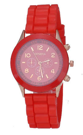 Ladies Quartz Silicone Sports Wrist Watch - RED
