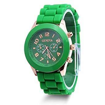 Ladies Quartz Silicone Sports Wrist Watch - GREEN
