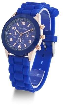 Ladies Quartz Silicone Sports Wrist Watch - DARK BLUE