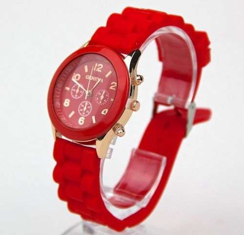 Ladies Quartz Silicone Sports Wrist Watch - RED