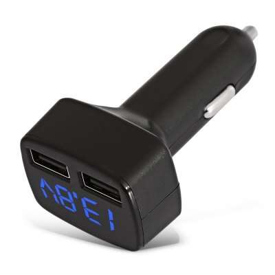 EC2 4 in 1 Dual USB Ports Car Charger  -  BLACK