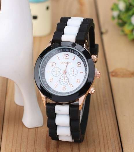 Womens Geneva Silicone Quartz Analog Sports Wrist Watch - INNER WHITE