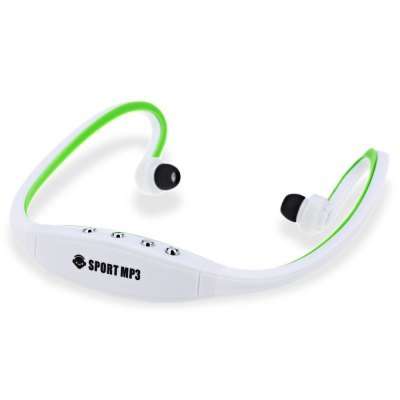 Portable Sports MP3 Player Headphones -  GREEN