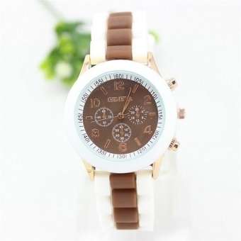 Womens Geneva Silicone Quartz Analog Sports Wrist Watch - BROWN