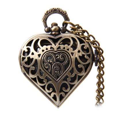 Classical Heart Shape Copper Chain Pocket Watch