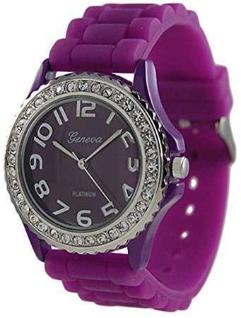 Geneva Silicone Quartz Analog Crystal Watch - PURPLE