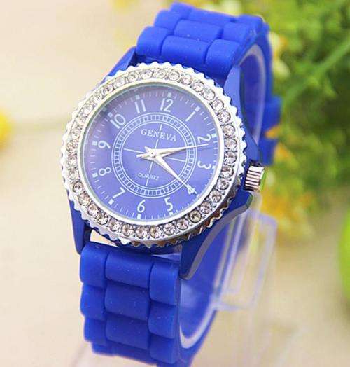 Geneva Silicone Quartz Analog Crystal Watch - DARK BLUE