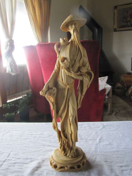 Oriental Man with Walking Stick & Doves