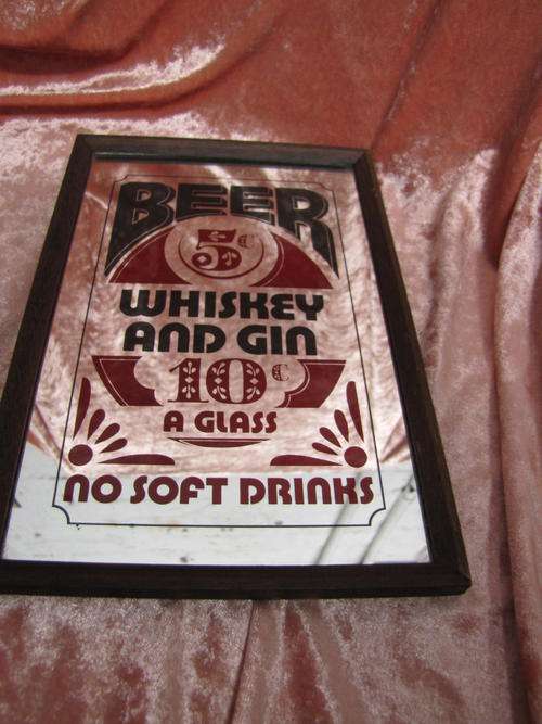 Bar Mirror - Beer 5c Whisky & Gin 10c