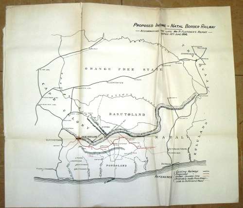 1899 Map of the Proposed Indwe - Natal Border Railway
