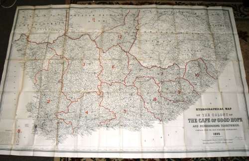 Large 1895 Hydrographical Map of the Colony of THE CAPE OF GOOD HOPE and Neighbouring Territories