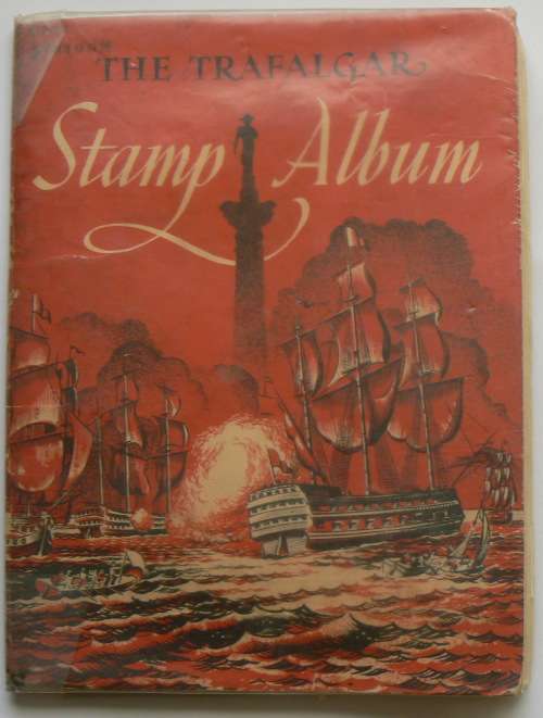 Old Trafalgar Stamp Album with stamps + some loose stamps, More that 700 stamps