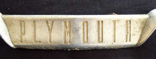 Vintage PLYMOUTH Bonnet Name Badge (Metal)