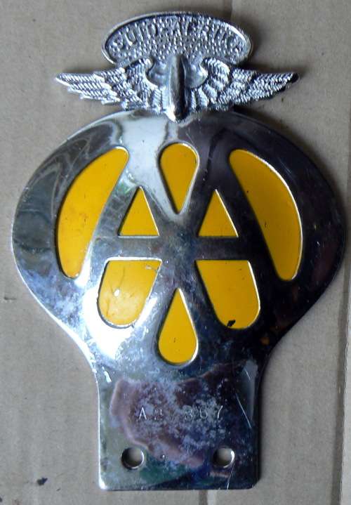 **Suid Afrika** - AA Motor Badge --  A number Badge A27867 Dated between 1930-45
