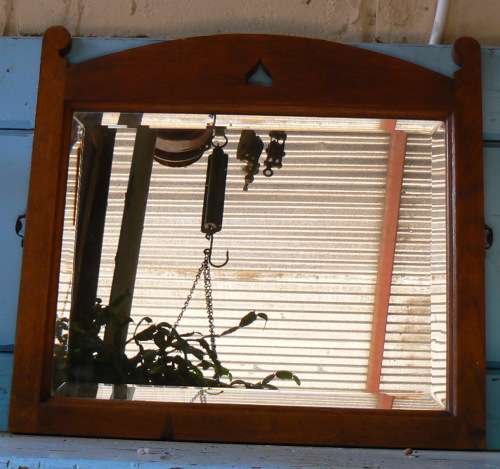 Vintage Wooden Beveled Mirror - Old Dressing Table mirror